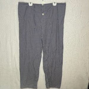 XL Paul Stuart Capri Pants Womens Blue Gingham Casual Drawstring Waist